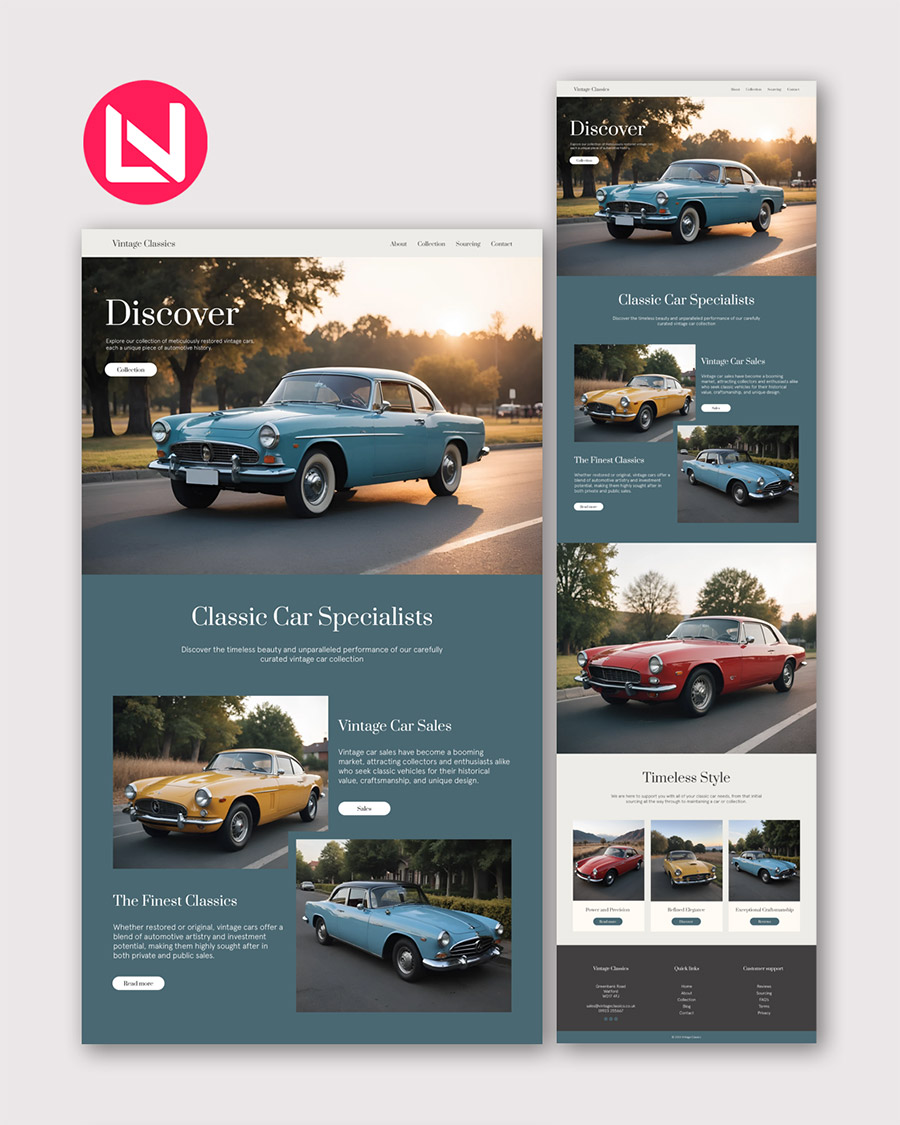 Classic Cars website design Classic Cars website design